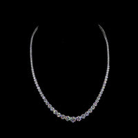 14K White Gold 20.41 Carats Graduated Riviera Necklace with Prong-Set Round Lab Diamonds including 1.57 Carats Center Stone - Covaloro Fine Jewelry