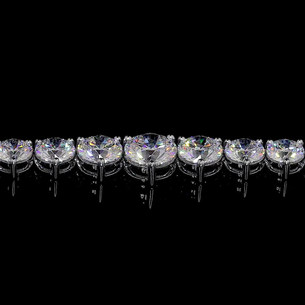 14K White Gold 20.41 Carats Graduated Riviera Necklace with Prong-Set Round Lab Diamonds including 1.57 Carats Center Stone - Covaloro Fine Jewelry