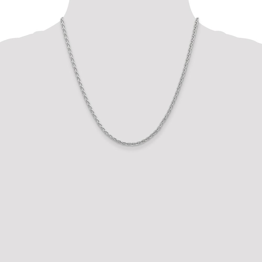 14K White Gold 20" 4mm Parisian Wheat Chain with Lobster Clasp by Oro Pregiato