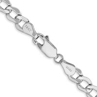 14K White Gold 20" 5.25mm Semi-Solid Curb Chain with Lobster Clasp - Polished Finish, Lightweight Design by Oro Pregiato