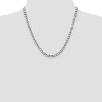 14K White Gold 20" 5.25mm Semi-Solid Curb Chain with Lobster Clasp - Polished Finish, Lightweight Design by Oro Pregiato