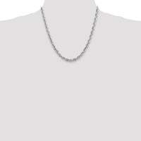 14K White Gold 20" 5.5mm Diamond-Cut Rope Chain with Lobster Clasp