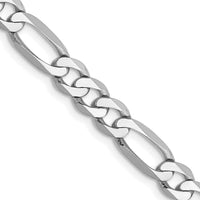 14K White Gold 20" 5.5mm Flat Figaro Chain with Lobster Clasp by Oro Pregiato