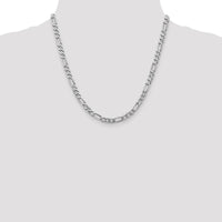14K White Gold 20" 5.5mm Flat Figaro Chain with Lobster Clasp by Oro Pregiato