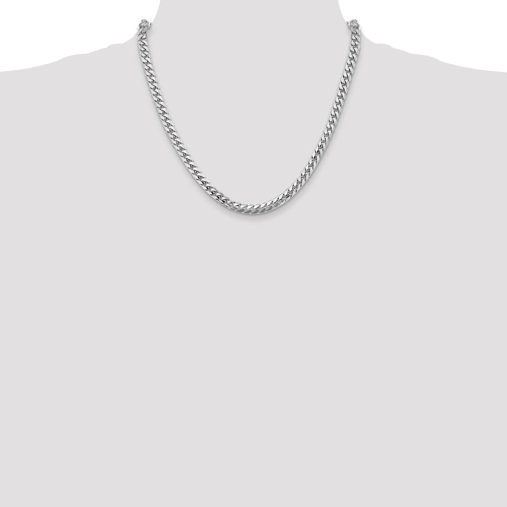 14K White Gold 20" 5.5mm Solid Miami Cuban Link Chain with Lobster Clasp by Oro Pregiato