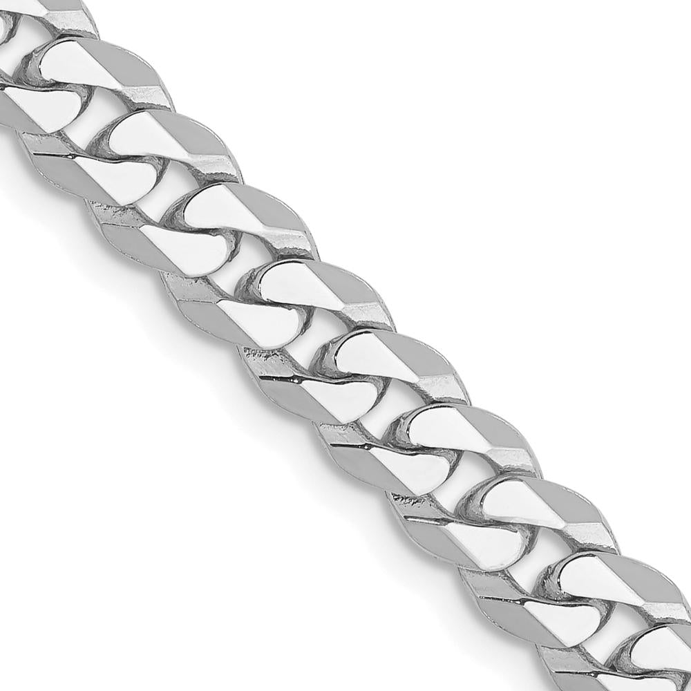 14K White Gold 20" 5.75mm Flat Beveled Curb Chain with Lobster Clasp by 0