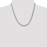 14K White Gold 20" 5.75mm Flat Beveled Curb Chain with Lobster Clasp by 0