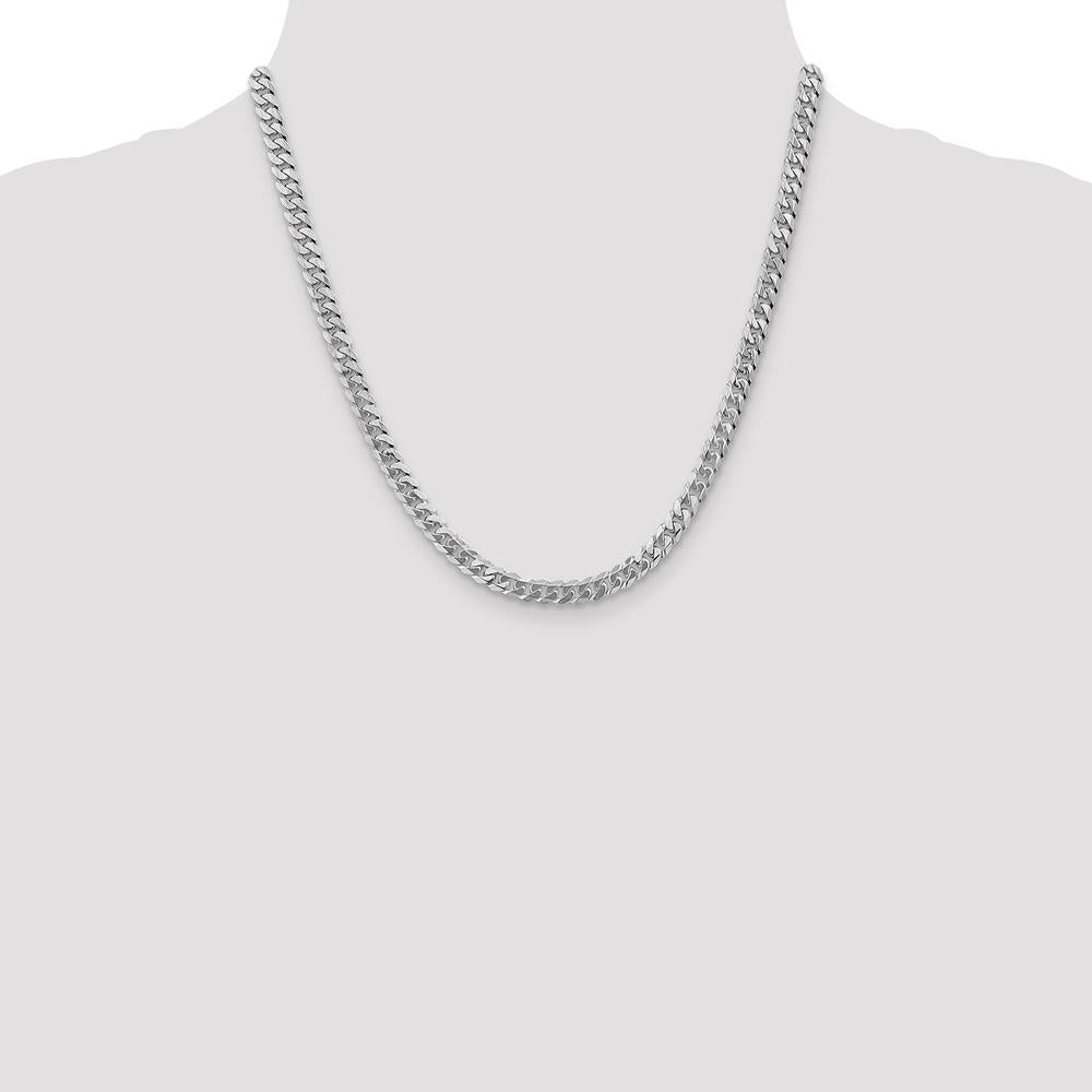 14K White Gold 20" 5.75mm Flat Beveled Curb Chain with Lobster Clasp by 0