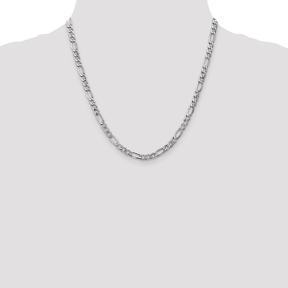 14K White Gold 20" 5.75mm Semi-Solid Figaro Chain Necklace with Lobster Clasp - Lightweight and Polished Finish by Oro Pregiato