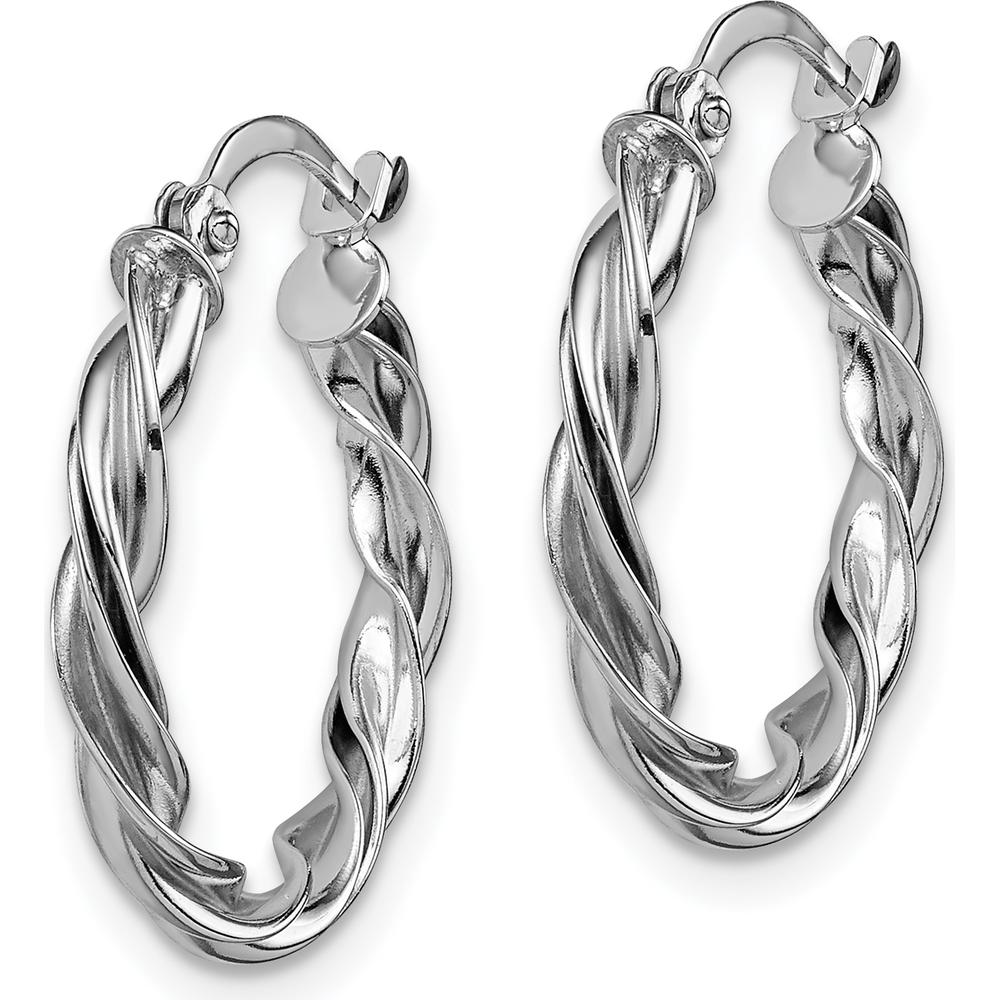14K White Gold 20.5mm Polished Twisted Hoop Earrings by 0