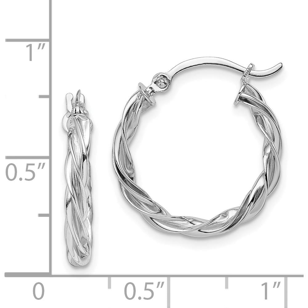 14K White Gold 20.5mm Polished Twisted Hoop Earrings by 0