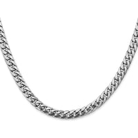 14K White Gold 20" 5mm Solid Miami Cuban Link Chain with Lobster Clasp by Oro Pregiato