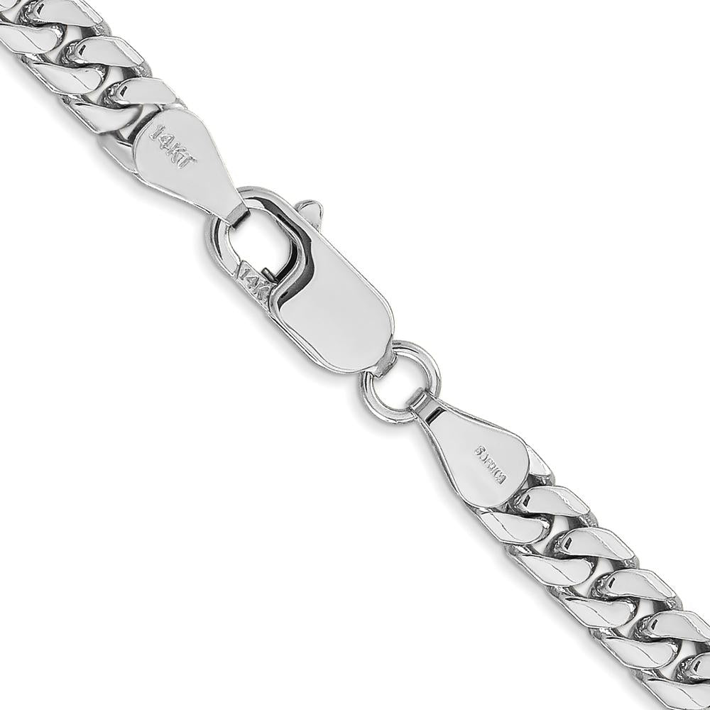 14K White Gold 20" 5mm Solid Miami Cuban Link Chain with Lobster Clasp by Oro Pregiato