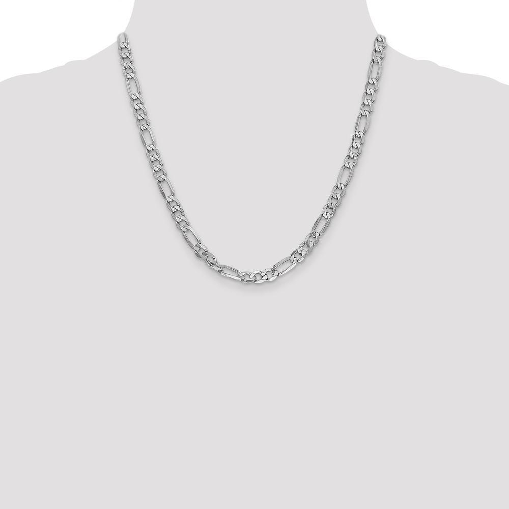 14K White Gold 20" 6mm Flat Figaro Chain with Lobster Clasp by Oro Pregiato