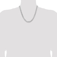 14K White Gold 20" 7.25mm Flat Beveled Curb Chain with Lobster Clasp by 0