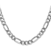 14K White Gold 20" 7mm Flat Figaro Chain with Lobster Clasp by Oro Pregiato