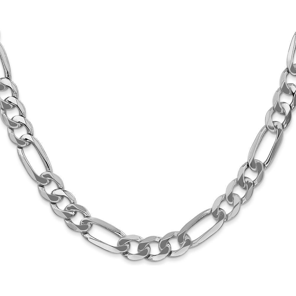 14K White Gold 20" 7mm Flat Figaro Chain with Lobster Clasp by Oro Pregiato