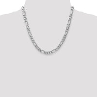 14K White Gold 20" 7mm Flat Figaro Chain with Lobster Clasp by Oro Pregiato