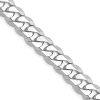 14K White Gold 20" 8.5mm Flat Beveled Curb Chain with Lobster Clasp by 0