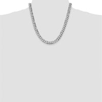 14K White Gold 20" 8.5mm Flat Beveled Curb Chain with Lobster Clasp by 0