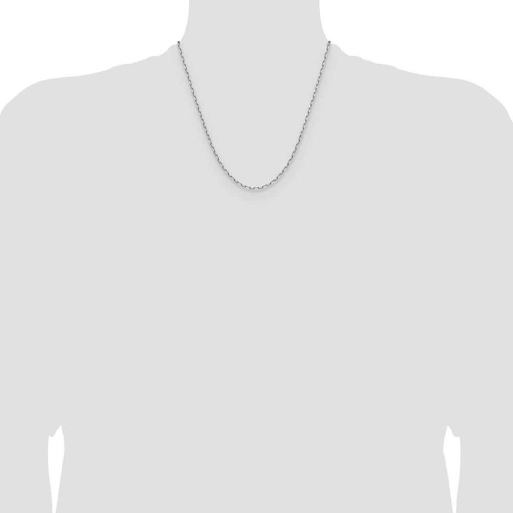 14K White Gold 20" Beveled Paperclip Chain Necklace - Polished Finish by Oro Pregiato