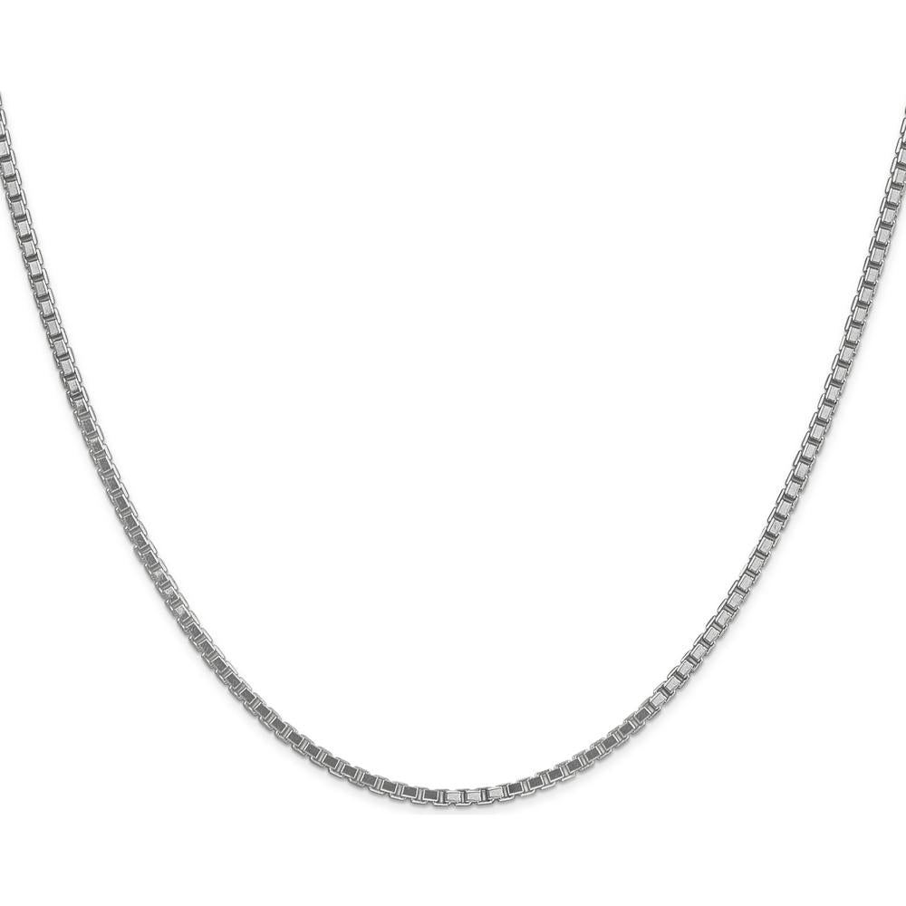 14K White Gold 20" Box Chain Necklace with Lobster Clasp - 1.9mm Width by Oro Pregiato
