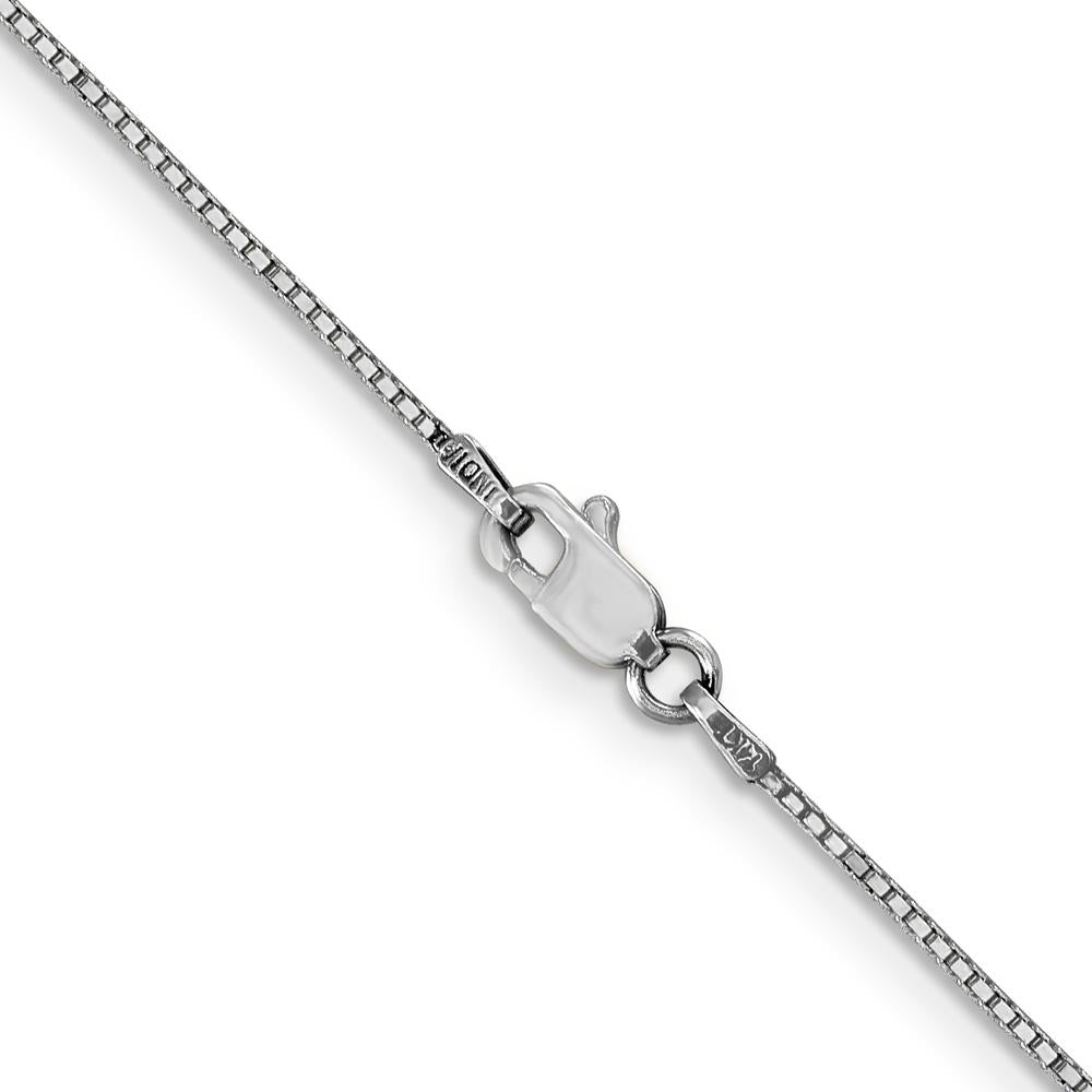 14K White Gold 20" Box Chain Necklace with Lobster Clasp - Rhodium Plated Finish by Oro Pregiato