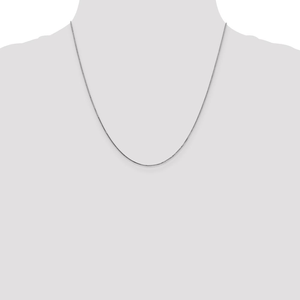 14K White Gold 20" Box Chain Necklace with Rhodium Plating - Polished Finish by Oro Pregiato