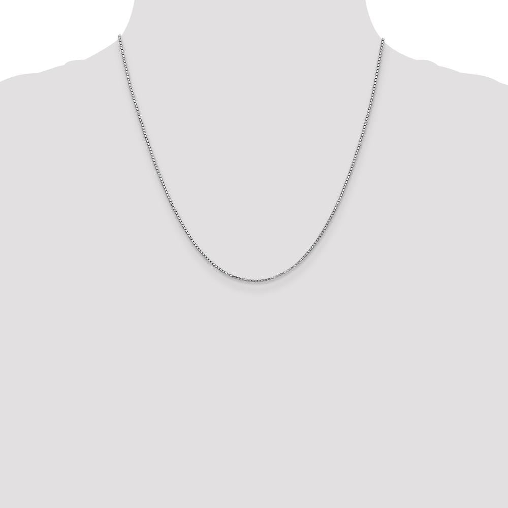 14K White Gold 20" Box Chain with Lobster Clasp - Polished Finish by Oro Pregiato