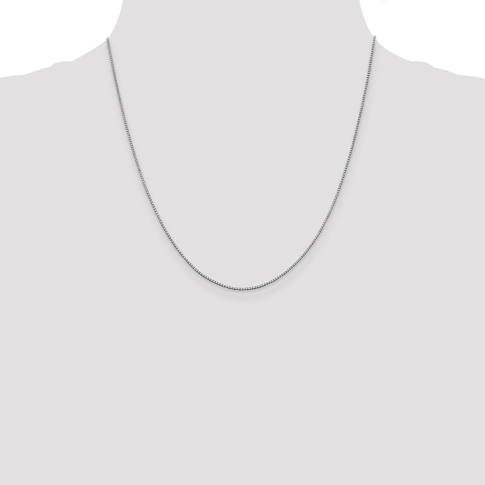 14K White Gold 20" Box Chain with Lobster Clasp - Polished Rhodium Finish by Oro Pregiato