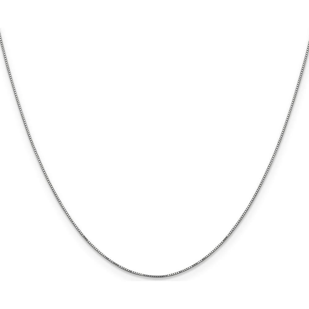 14K White Gold 20" Box Link Chain with Spring Ring Clasp - Polished Finish