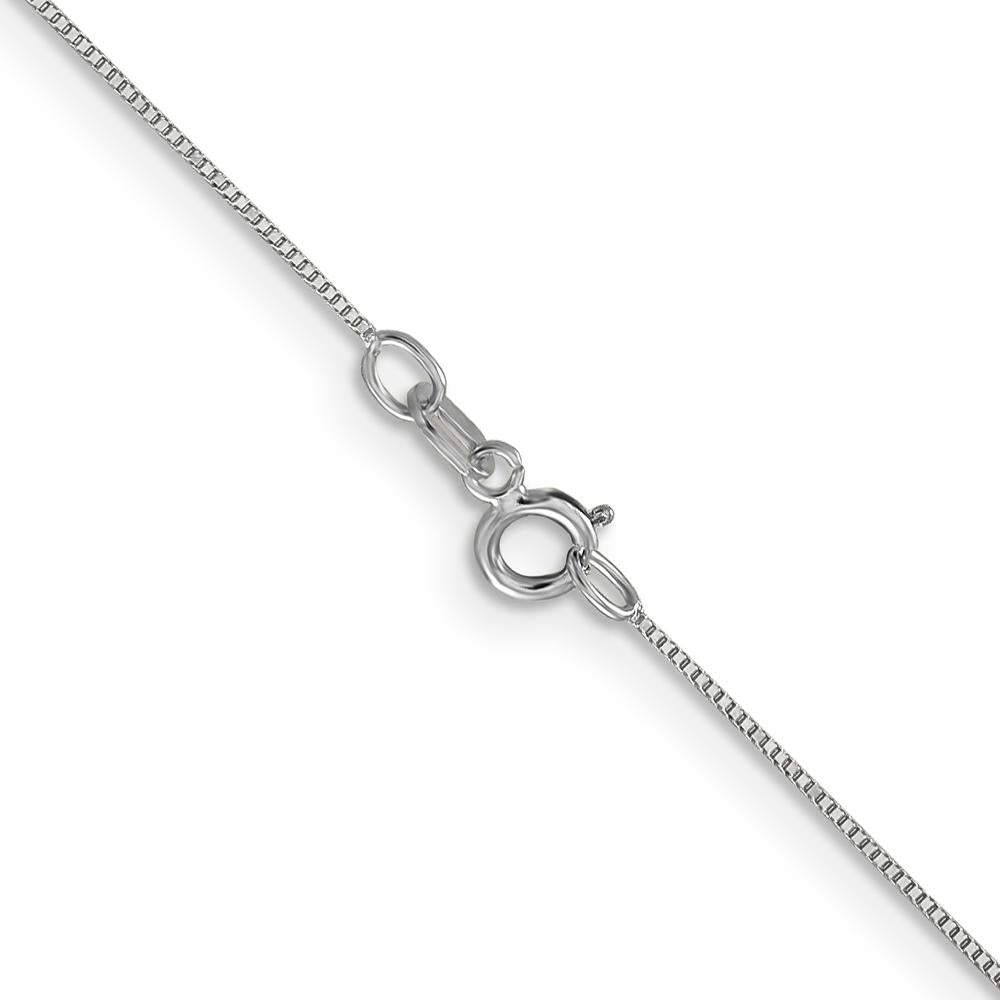 14K White Gold 20" Box Link Chain with Spring Ring Clasp - Polished Finish