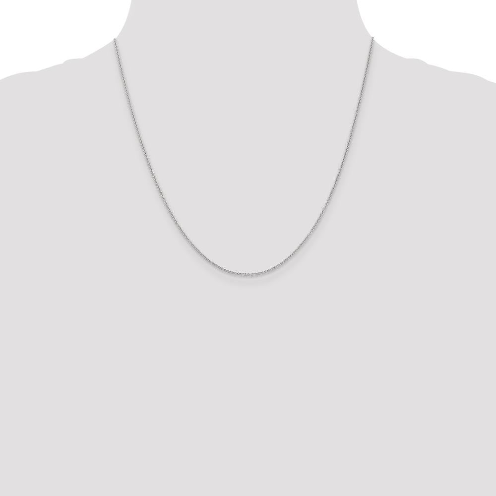 14K White Gold 20" Cable Chain Necklace with Lobster Clasp - 1.2mm Width by Oro Pregiato