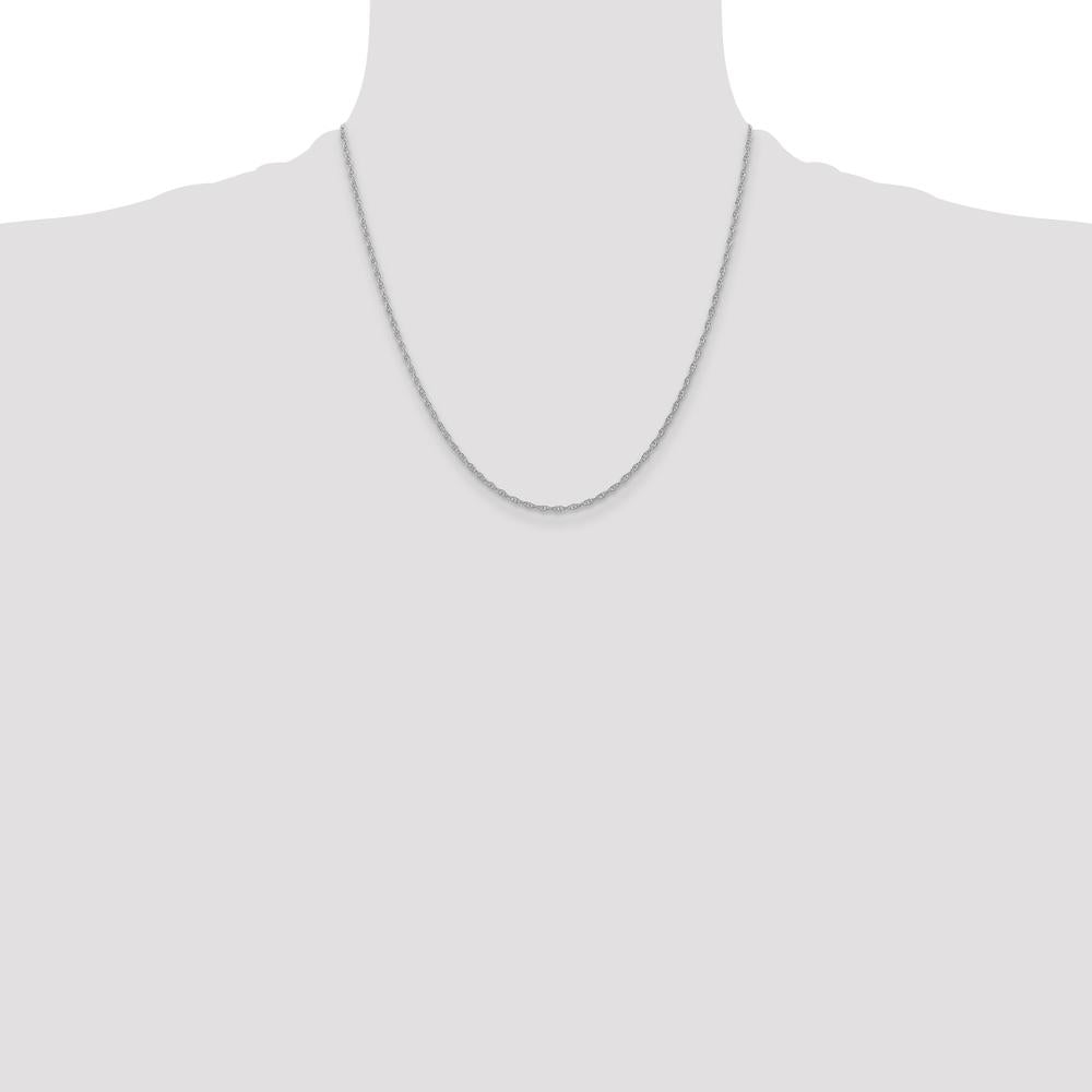 14K White Gold 20" Cable Rope Chain with Spring Ring Clasp