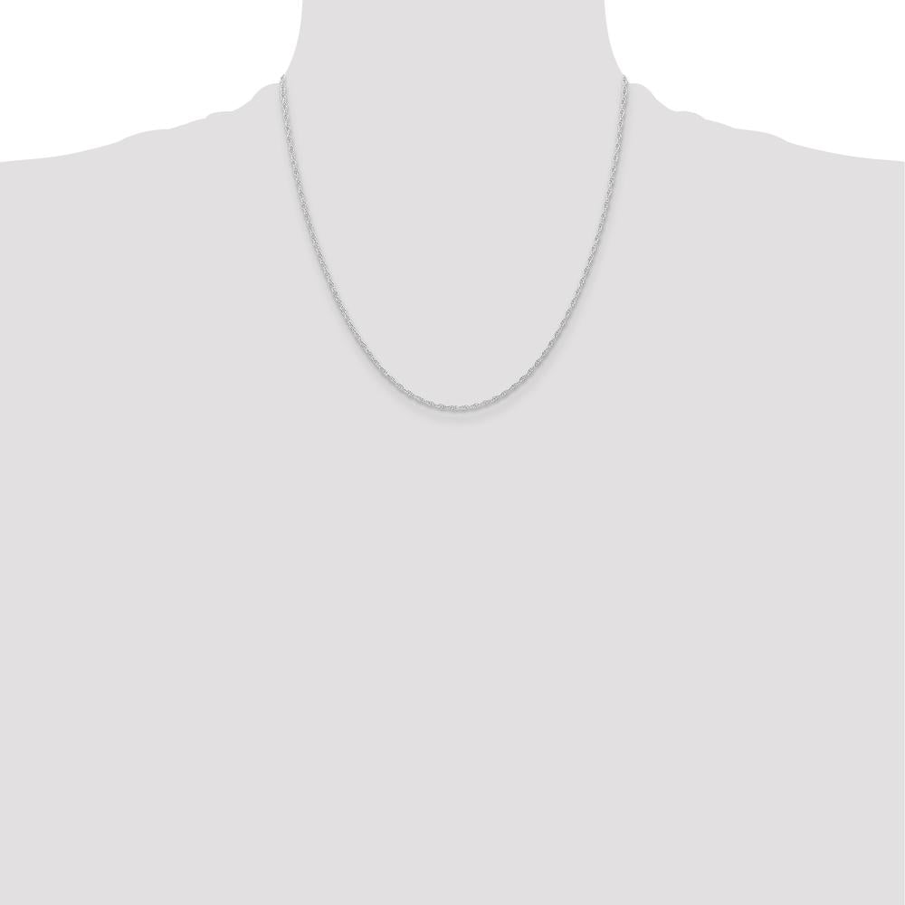 14K White Gold 20" Cable Rope Chain with Spring Ring Clasp