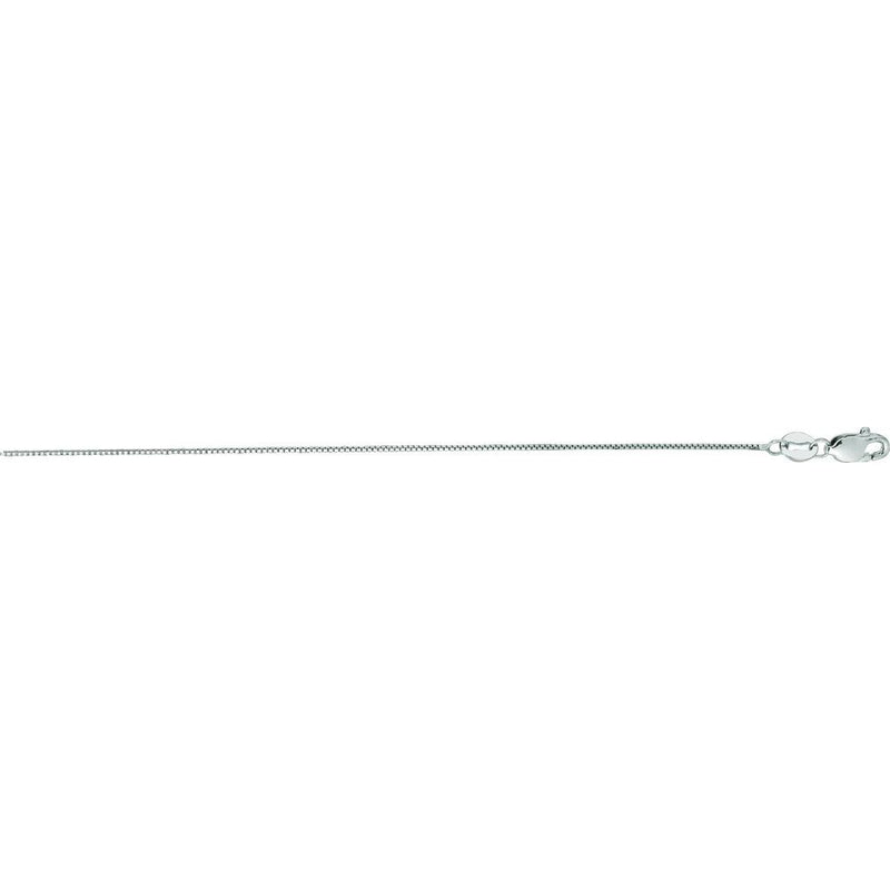 14K White Gold 20" Classic Box Chain Necklace with Lobster Lock - 0.6mm by Orozza Fine Jewelry