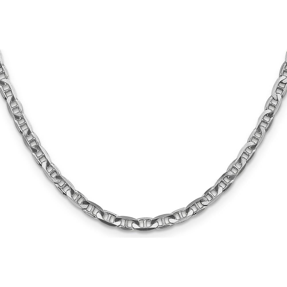 14K White Gold 20" Concave Anchor Chain Necklace with Lobster Clasp - Polished Finish by 0