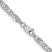 14K White Gold 20" Concave Anchor Chain Necklace with Lobster Clasp - Polished Finish by 0