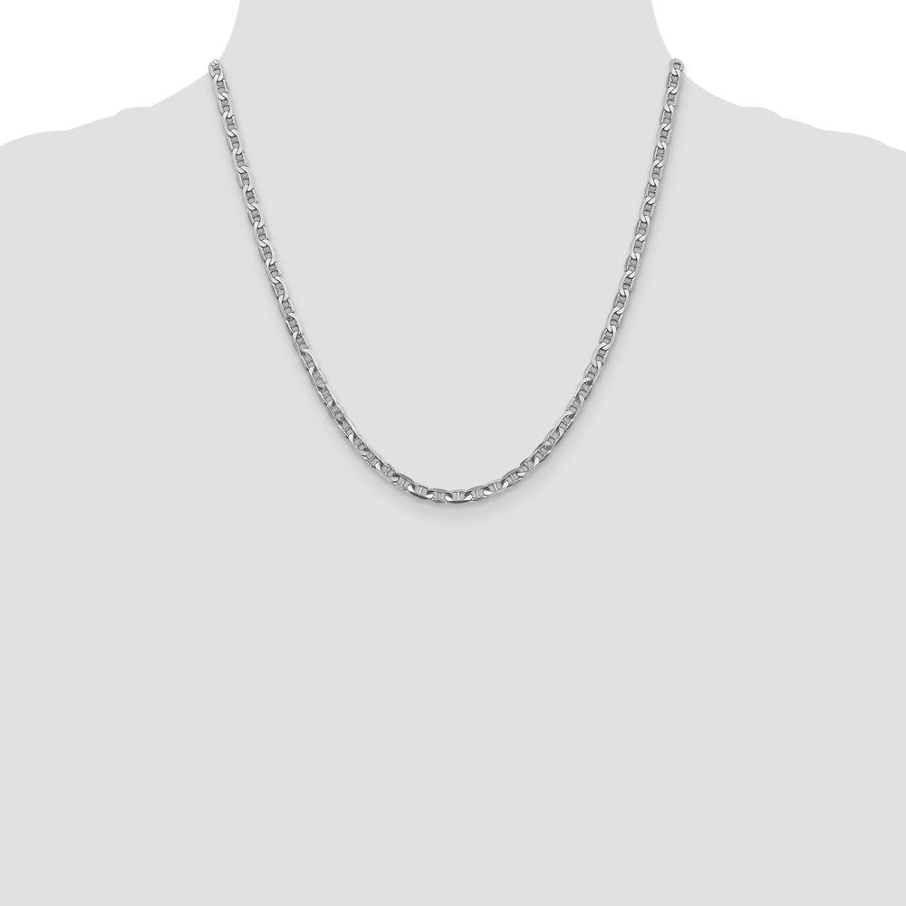 14K White Gold 20" Concave Anchor Chain Necklace with Lobster Clasp - Polished Finish by 0