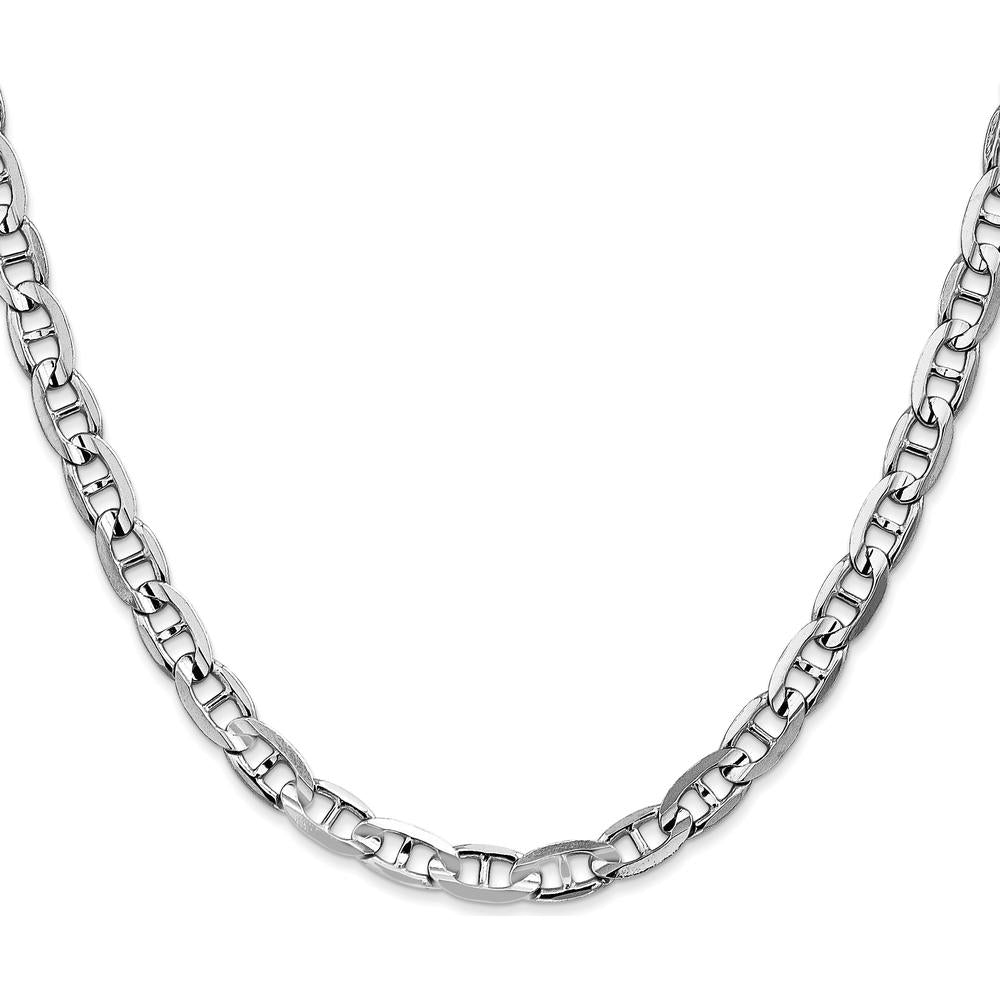 14K White Gold 20" Concave Anchor Chain with Polished Finish and Lobster Clasp by 0