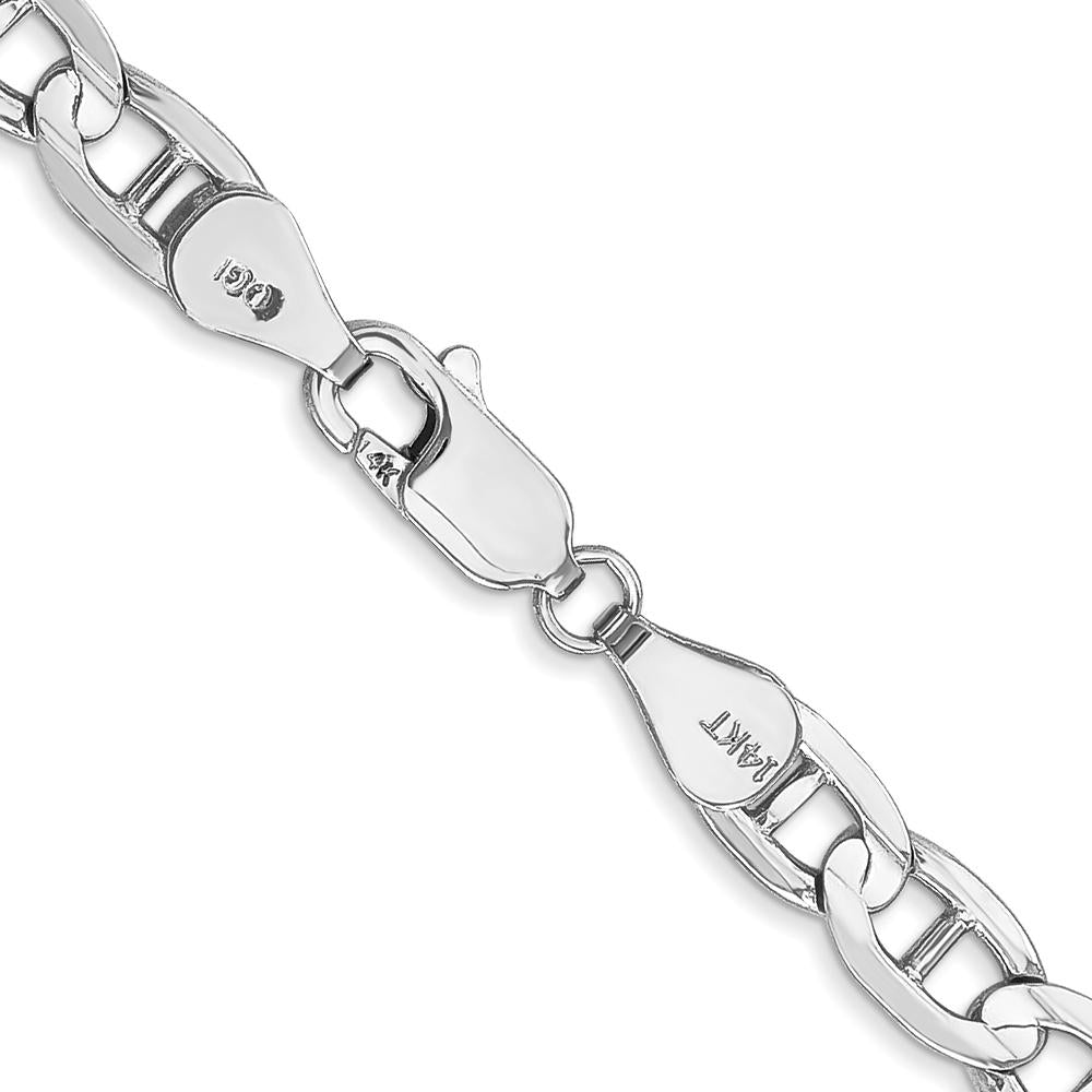 14K White Gold 20" Concave Anchor Chain with Polished Finish and Lobster Clasp by 0
