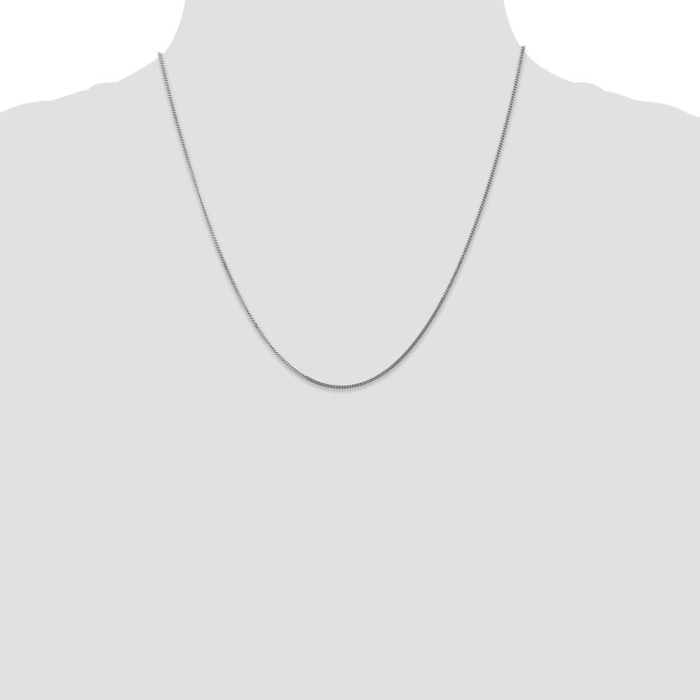 14K White Gold 20" Curb Chain with Spring Ring Clasp - Polished Rhodium Finish by Oro Pregiato