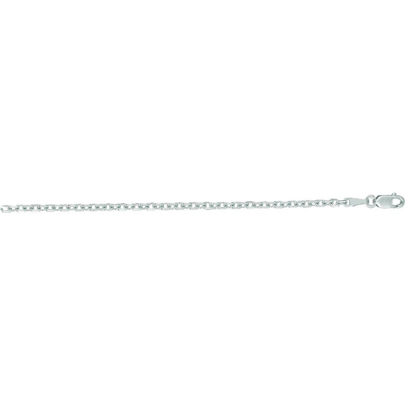 14K White Gold 20" Diamond Cut Cable Chain Necklace - 2.3mm Width by Orozza Fine Jewelry