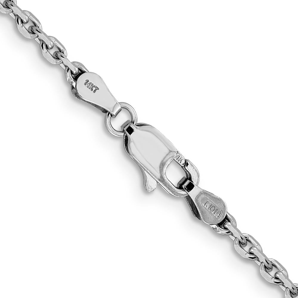 14K White Gold 20" Diamond-Cut Cable Chain Necklace with Lobster Clasp by Oro Pregiato