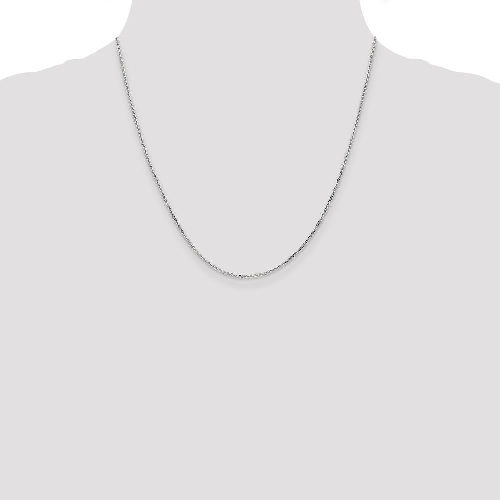 14K White Gold 20" Diamond-Cut Cable Chain Necklace with Lobster Clasp by Oro Pregiato