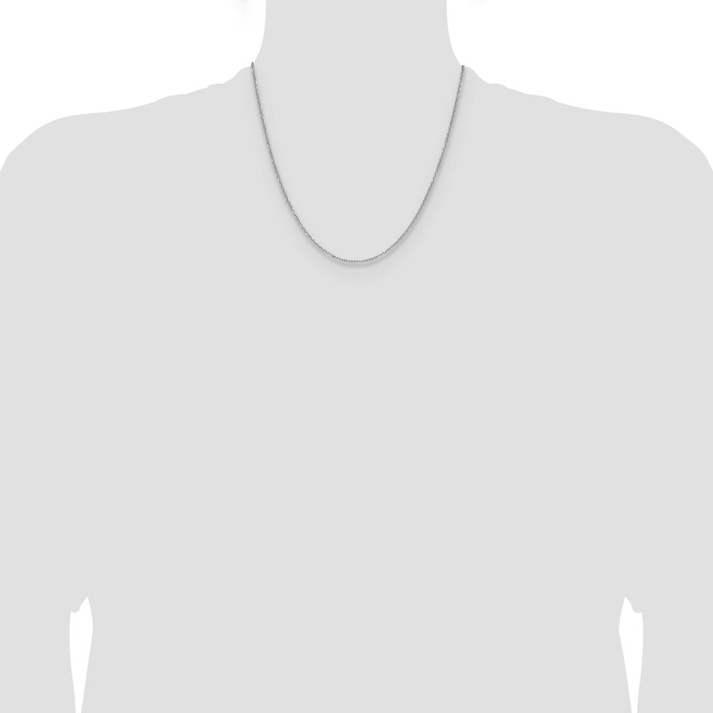 14K White Gold 20" Diamond-Cut Forzantine Cable Chain - 1.4mm Width by Oro Pregiato