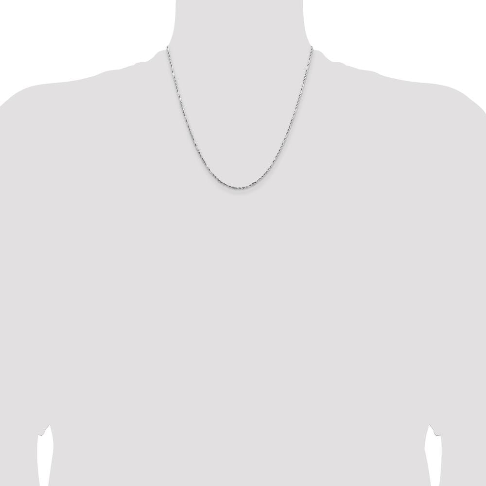 14K White Gold 20" Diamond-Cut Milano Rope Chain with Lobster Clasp by Oro Pregiato
