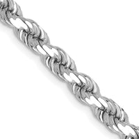 14K White Gold 20" Diamond-Cut Rope Chain - 4.5mm Width with Lobster Clasp