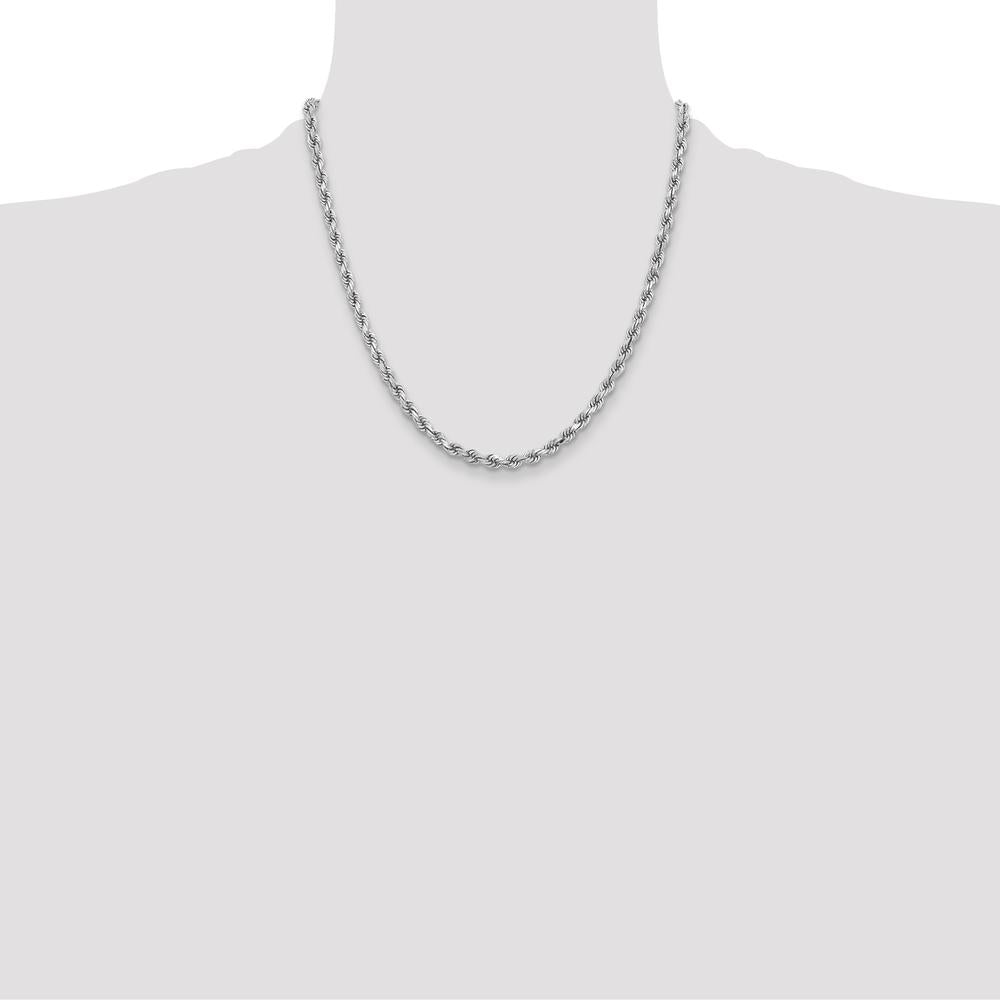 14K White Gold 20" Diamond-Cut Rope Chain Necklace - 3.75mm Width