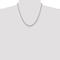 14K White Gold 20" Diamond-cut Rope Chain Necklace with Lobster Clasp